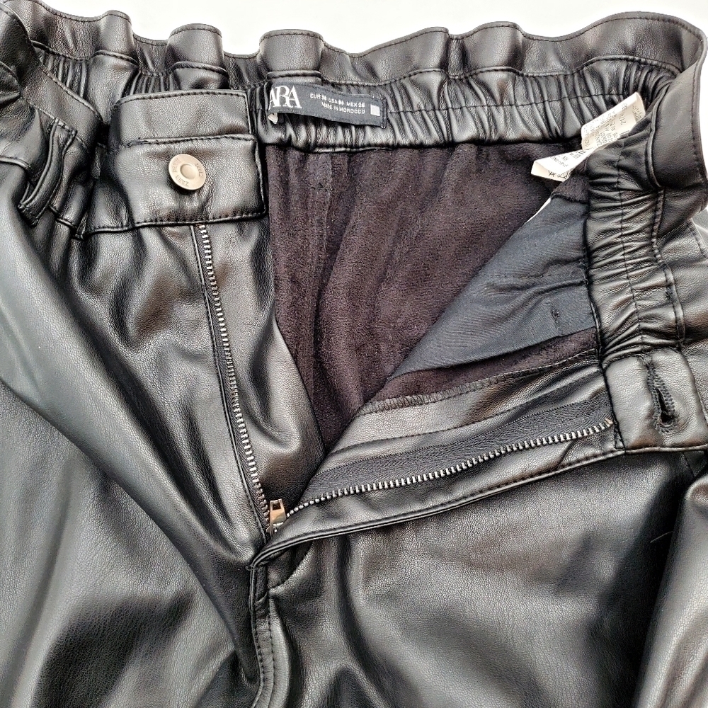 Zara Baggy High Rise Faux Leather Pants - Picture 8 of 11